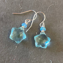 Load image into Gallery viewer, Blue Quartz and Opal Star Earrings, metal choices