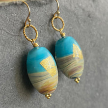 Load image into Gallery viewer, Sea Layers Foiled Italian Murano Glass Earrings