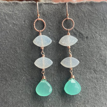 Load image into Gallery viewer, Cloud Dancer PantoneTM Color of the Year 2026 Druzy Aqua Chalcedony Earrings, metal and earwire options, limited quantity