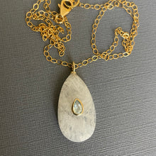 Load image into Gallery viewer, Blue Topaz Rainbow Moonstone Inlay  Cut Necklace, Oval, OOAK