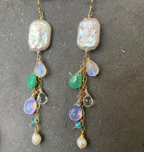 Load image into Gallery viewer, Biwa Square Freshwater Pearl Colorful Cascade, Metal Options