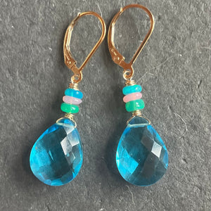 Blue Topaz Quartz and Opal, metal choices