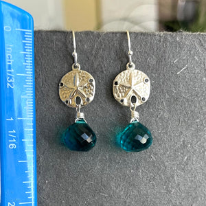 Sand Dollar Paraiba Blue Onion Quartz Dangle Earrings