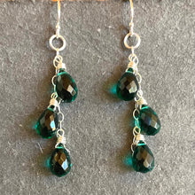 Load image into Gallery viewer, Emerald Green Trio Cascade Earrings