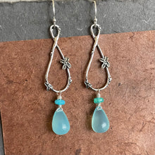 Load image into Gallery viewer, Spring in Your Step artisan floral earrings, Chalcedony and opal, OOAK