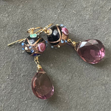 Load image into Gallery viewer, Vintage Wedding Cake Cobalt and Plum Earrings, metal options