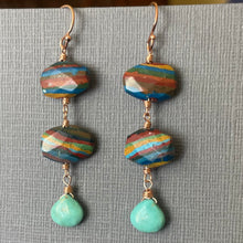 Load image into Gallery viewer, Rainbow Calsilica and Turquoise Dangles, OOAK