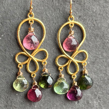 Load image into Gallery viewer, Tourmaline Chandelier Earrings, OOAK