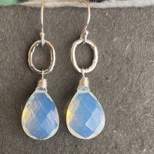 Load image into Gallery viewer, Opalite Artisan Hoop Earrings, Sterling Silver