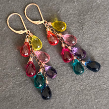 Load image into Gallery viewer, Multi color quartz rainbow teardrop earrings -  Goody Goody Gumdrops