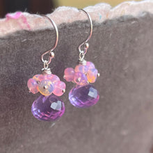 Load image into Gallery viewer, Opal and Lavender Quartz Cluster Earrings