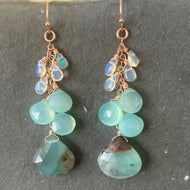 ( i have more- contact me to choose next stones from my lot) Aquaprase, Opal and Chalcedony Earrings, OOAK