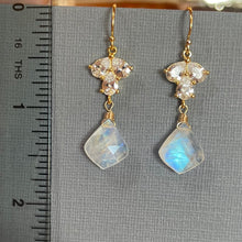 Load image into Gallery viewer, Super Sparkle Earrings, Moroccan Rainbow Moonstone, OOAK