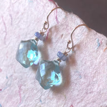 Load image into Gallery viewer, Blue Quartz and Opal Star Earrings, metal choices