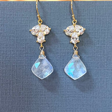 Load image into Gallery viewer, Super Sparkle Earrings, Moroccan Rainbow Moonstone, OOAK