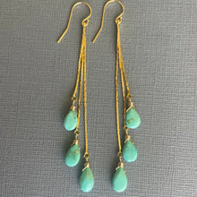 Load image into Gallery viewer, Turquoise Tassel Earrings, Trio