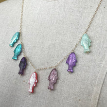 Load image into Gallery viewer, Reversible Czech Glass Fish Necklace, 20”