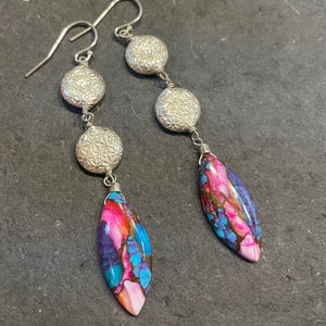 Turquoise and Sterling Silver Earrings, OOAK
