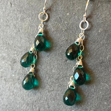 Load image into Gallery viewer, Emerald Green Trio Cascade Earrings
