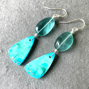Palm Tree Sediment Jasper and Fluorite , Vivid Blue, OOAK