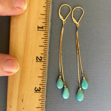 Load image into Gallery viewer, Turquoise Tassel Earrings, almond, OOAK