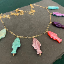 Load image into Gallery viewer, Reversible Czech Glass Fish Necklace, 20”