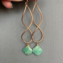 Load image into Gallery viewer, Rose Gold Twirl Earrings, Amazonite