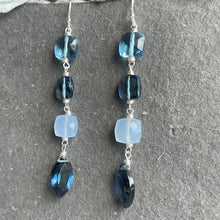 Load image into Gallery viewer, Sparkling Smokey Blue Tones Cushion Cut Earrings