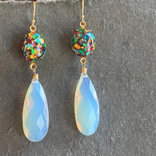 Load image into Gallery viewer, New -but Vintage- Japanese Cherry Bead Earrings with Glowing Opalite Quartz