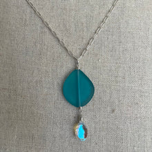 Load image into Gallery viewer, Sea Glass Fire Rainbow Quartz Necklace, OOAK