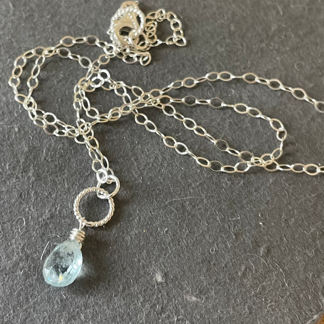 Aquamarine Hooplette Necklace, OOAK