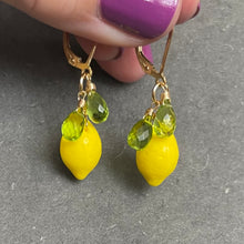 Load image into Gallery viewer, Lemon and Peridot Earrings, 14k Gold Filled