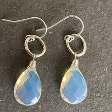Load image into Gallery viewer, Opalite Artisan Hoop Earrings, Sterling Silver