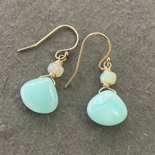 Load image into Gallery viewer, Peruvian Blue and Welo Opal Earrings, OOAK