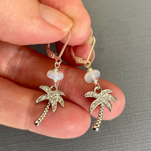 Load image into Gallery viewer, Cubic Zirconia Palm Tree and Opal Earrings