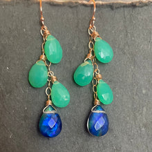 Load image into Gallery viewer, Ammolite and Carnelian Dangle Earrings, Rose Gold Filled and other metal options