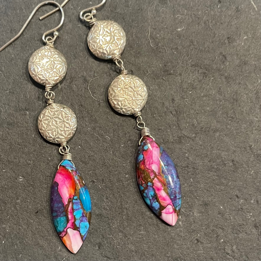 Turquoise and Sterling Silver Earrings, OOAK