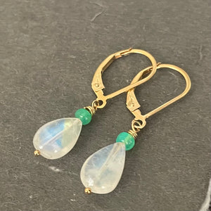 Rainbow Moonstone and Opal Earrings