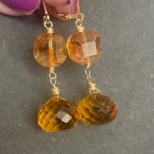 Load image into Gallery viewer, Citrine Fancy Cube Earrings with Natural Citrine and Quartz