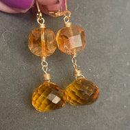 Citrine Fancy Cube Earrings with Natural Citrine and Quartz