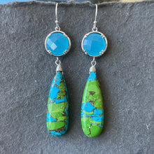 Load image into Gallery viewer, Jumbo Copper Green and Blue Turquoise Dangles