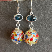 Load image into Gallery viewer, Klimt-ish Murano Glass and Opal Dangle Earrings
