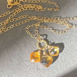 Natural Citrine Cushion Cut Necklace, OOAK