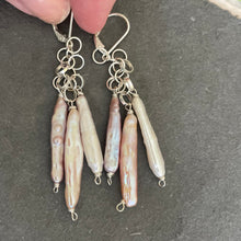 Load image into Gallery viewer, Japanese Biwa Freshwater Pearl Dangle Earrings, OOAK