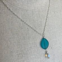 Load image into Gallery viewer, Sea Glass Fire Rainbow Quartz Necklace, OOAK