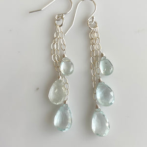 Dripping with Aquamarine Cable Chain Earrings