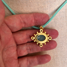 Load image into Gallery viewer, Amazonite and Blue Topaz Pendant Necklace, Aqua Cord