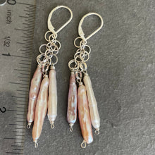 Load image into Gallery viewer, Japanese Biwa Freshwater Pearl Dangle Earrings, OOAK