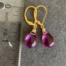 Load image into Gallery viewer, Magenta Quartz Leverback Dangle Earrings