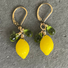 Load image into Gallery viewer, Lemon and Peridot Earrings, 14k Gold Filled